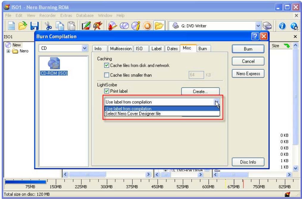 NERO BURNING ROM 6 - Creating a compilation, and burning and printing LightScribe labels - 10