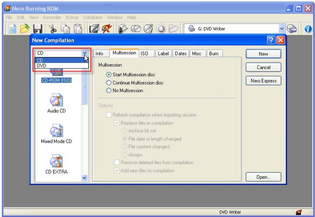 NERO BURNING ROM 6 - Creating a compilation, and burning and printing LightScribe labels - 1