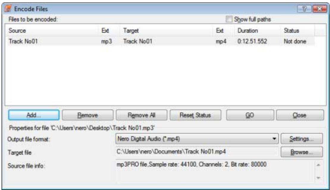NERO BURNING ROM 9 - Encode Files Window - 1