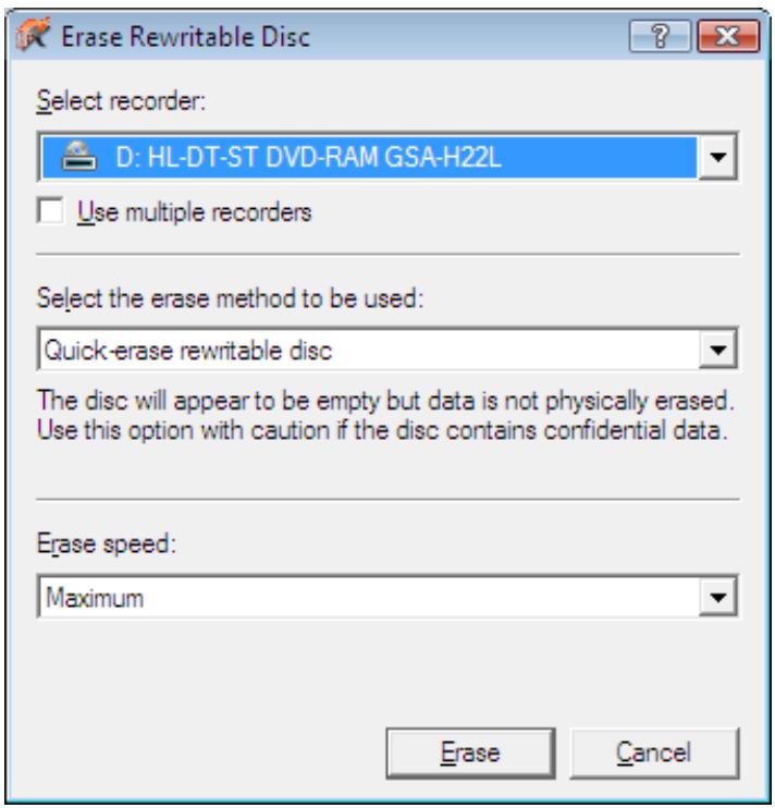 NERO BURNING ROM 9 - Erase Rewritable Disc Window - 1