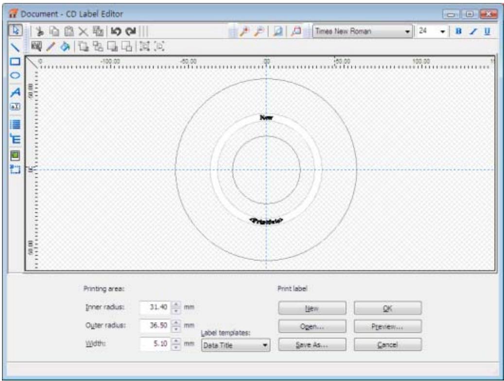 NERO BURNING ROM 9 - CD Label Editor Window - 2