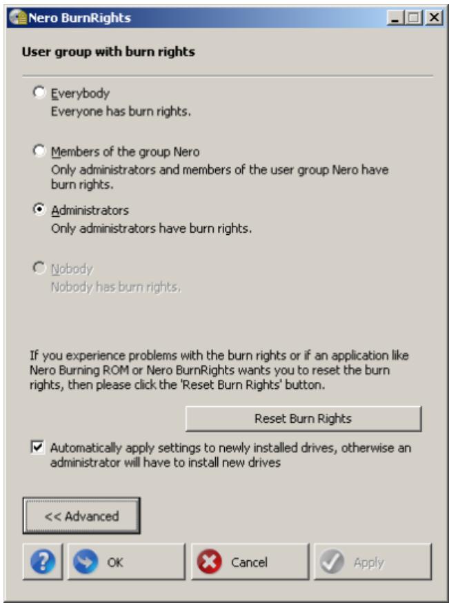 NERO BURNRIGHTS MULTIMEDIA SUITE 10 - Simple Nero BurnRights Window Under Windows XP - 1