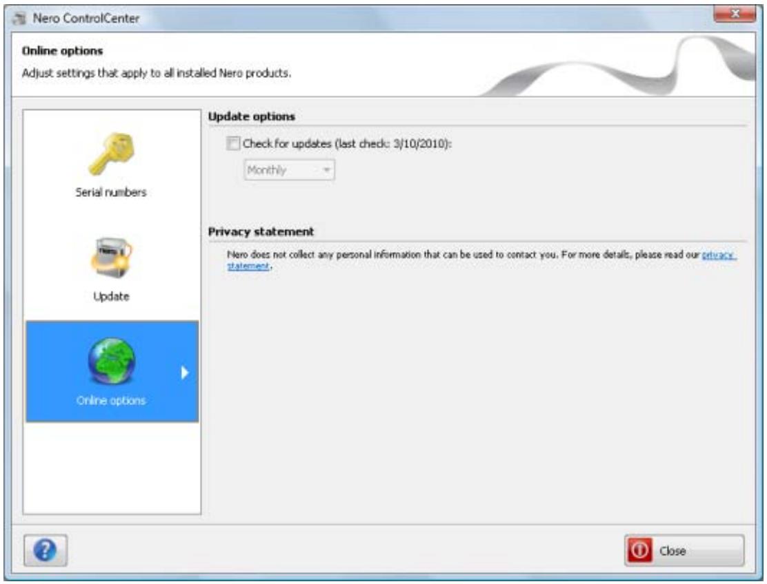 NERO CONTROLCENTER MULTIMEDIA SUITE 10 - Online Options - 1