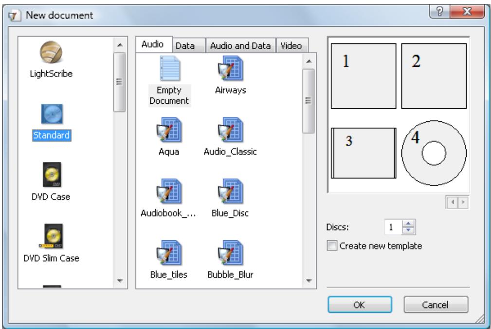 NERO COVERDESIGNER MULTIMEDIA SUITE 10 - New Document Window - 1