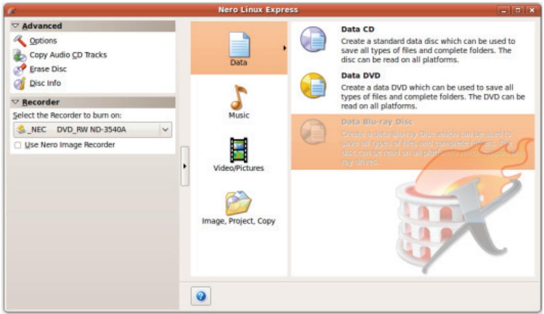 NERO LINUX EXPRESS 4 - Start Screen - 1