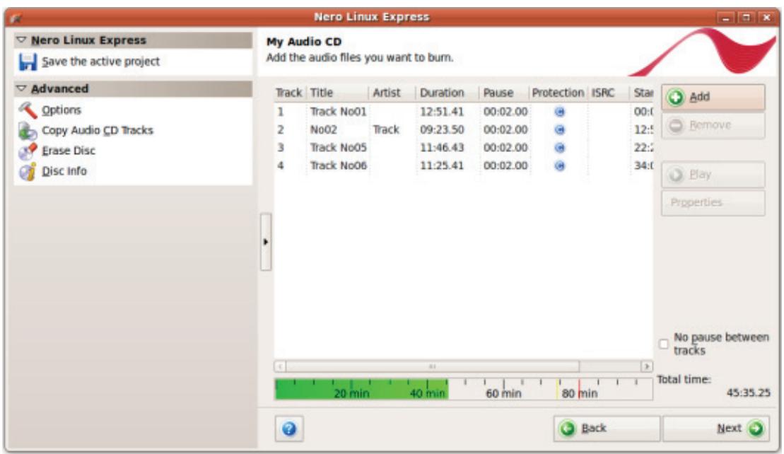 NERO LINUX EXPRESS 4 - Compiling Audio CDs - 1