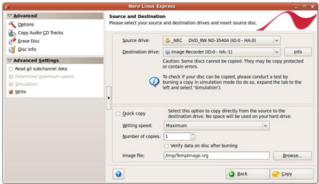 NERO LINUX EXPRESS 4 - Copy Settings - 1