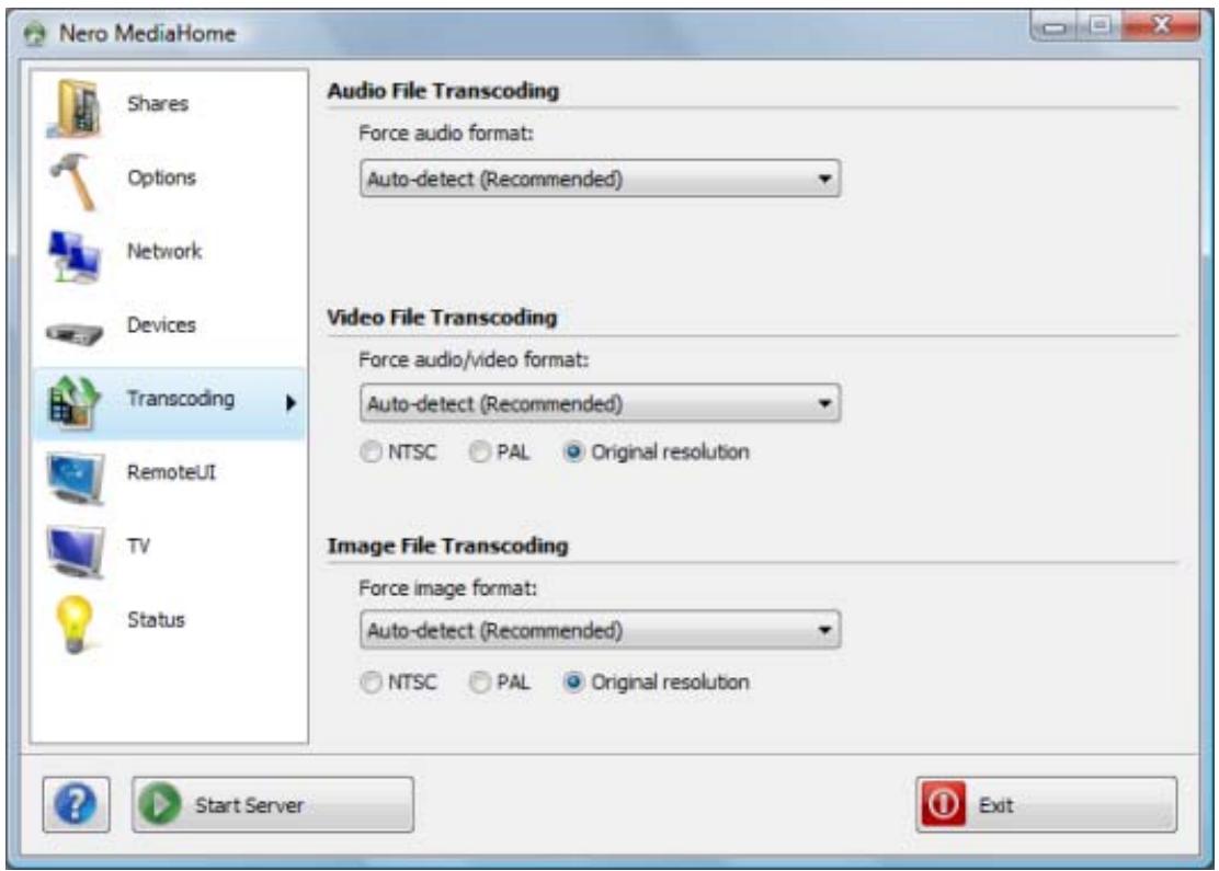 NERO MEDIAHOME 4 - Transcoding Screen - 1