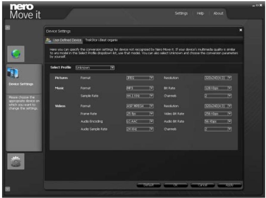 NERO MOVE IT - Device Settings - 1