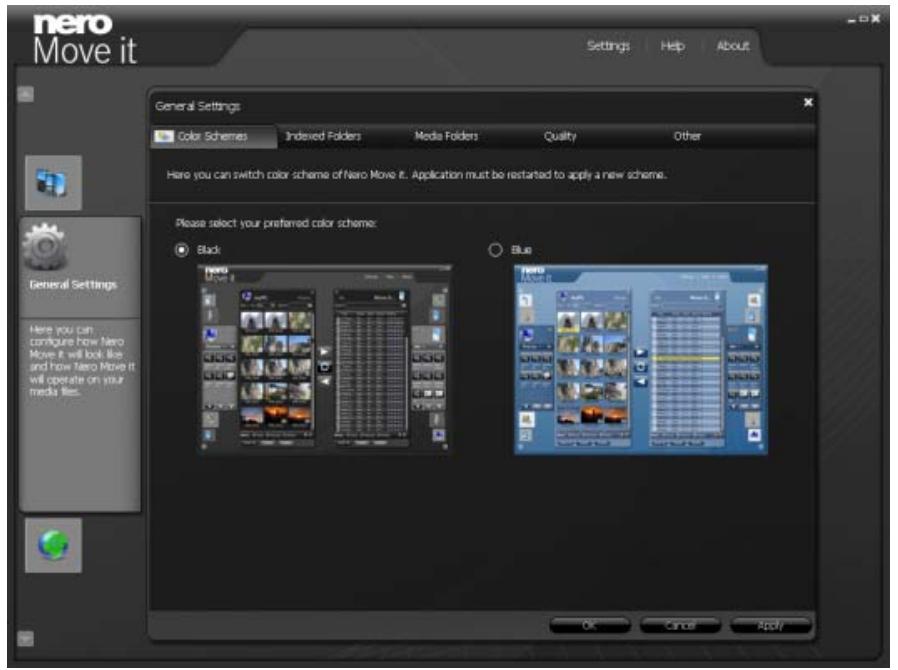 NERO MOVE IT - General Settings Window - 1