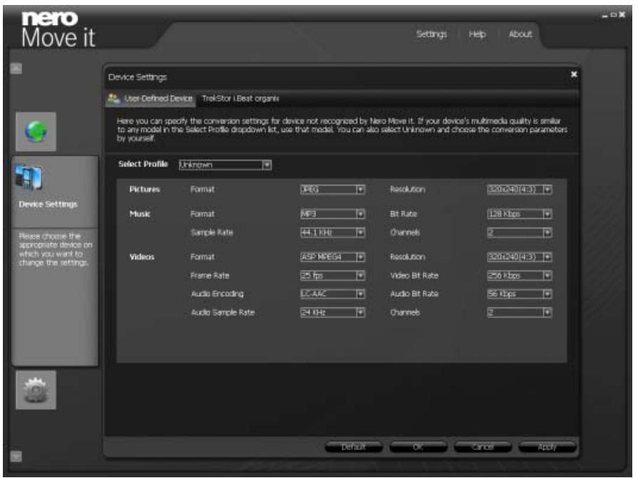 NERO MOVE IT - User-Defined Device Tab - 1