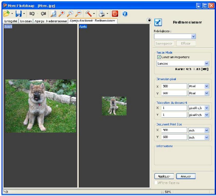 NERO PHOTOSNAP - Modification de la taille - 3
