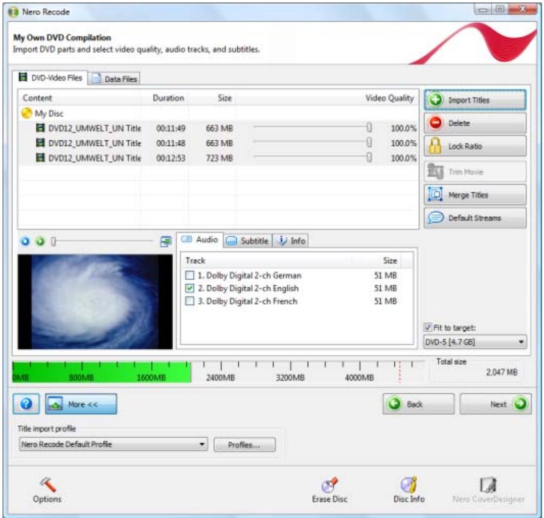 NERO RECODE 9 - Setting Options for Compiling a DVD - 1