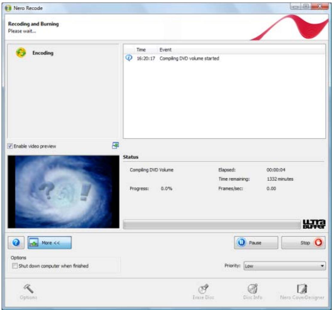 NERO RECODE 9 - Recoding and Burning screen - 2