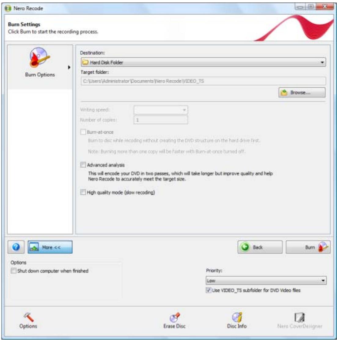 NERO RECODE 9 - Screen Burn Settings - 2