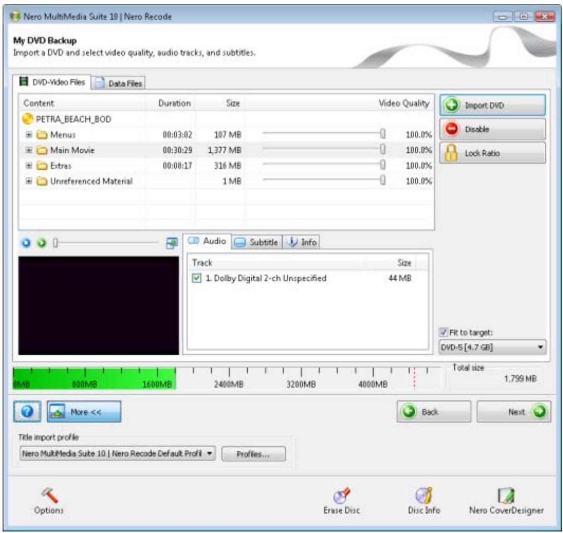 NERO RECODE MULTIMEDIA SUITE 10 - Import Screen - 2