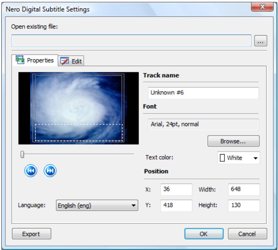 NERO RECODE MULTIMEDIA SUITE 10 - Nero Digital Subtitle Settings - 2