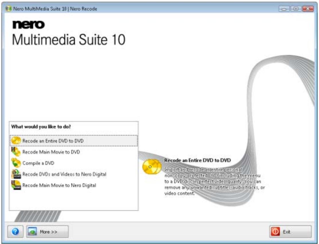 NERO RECODE MULTIMEDIA SUITE 10 - Main Window - 1