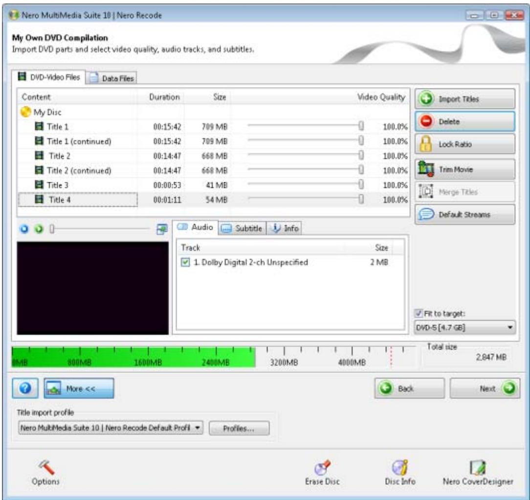 NERO RECODE MULTIMEDIA SUITE 10 - Setting Options for Compiling a DVD - 1