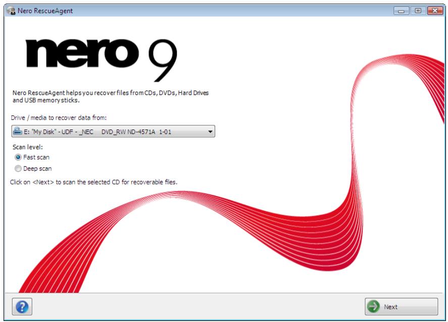 NERO RESCUEAGENT 9 - Start screen - 1