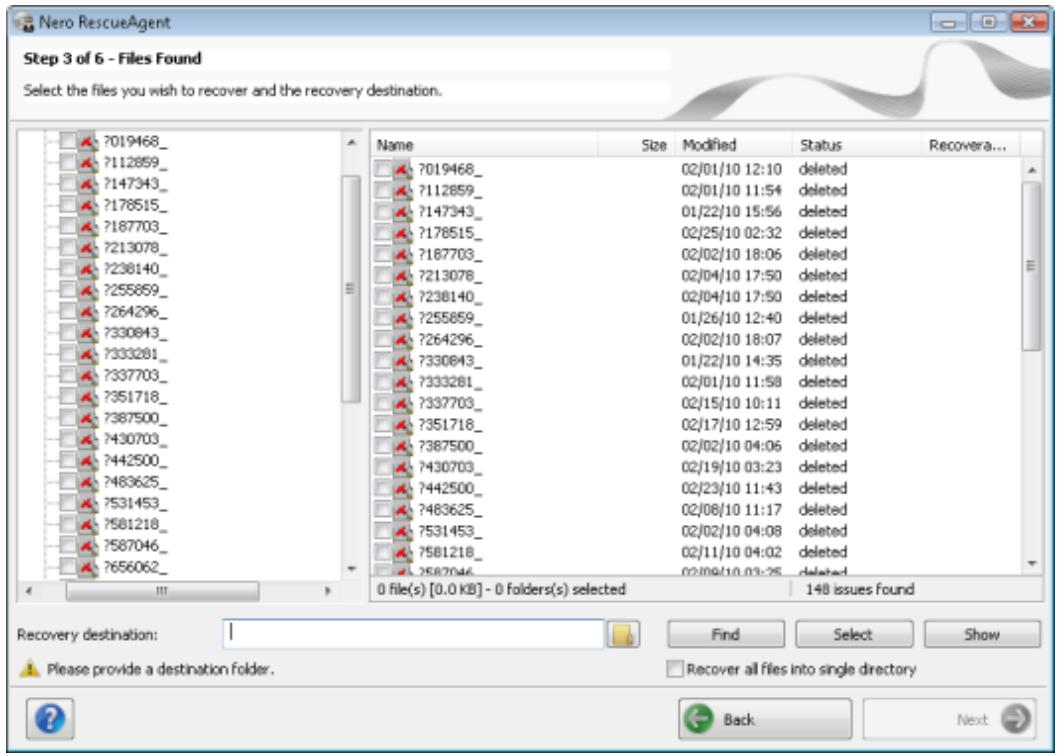 NERO RESCUEAGENT MULTIMEDIA SUITE 10 - Files Found Screen - 1