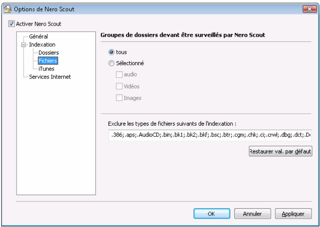 NERO SCOUT - Sélection de types de fichiers - 1