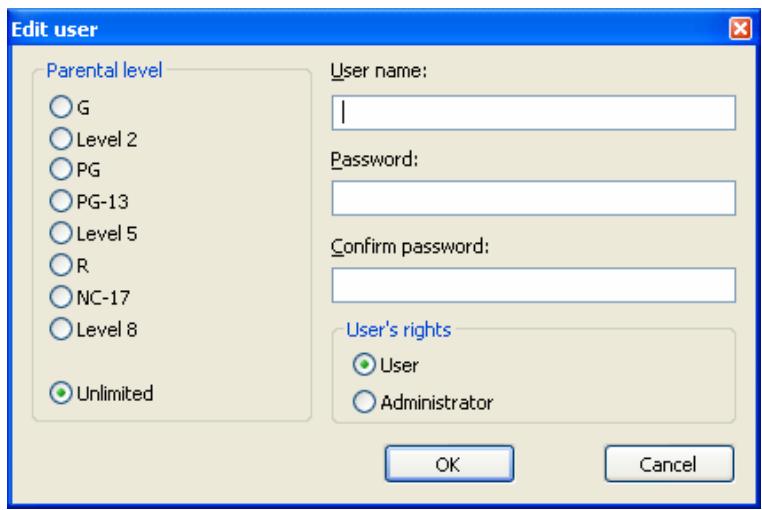 NERO SHOWTIME 3 - Setting up parental control: creating a user - 1