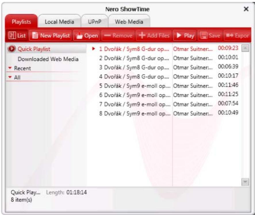 NERO SHOWTIME 9 - Playlists Tab - 1