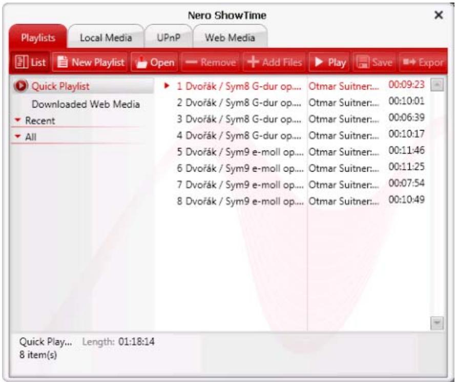 NERO SHOWTIME 9 - Playlist window - 1