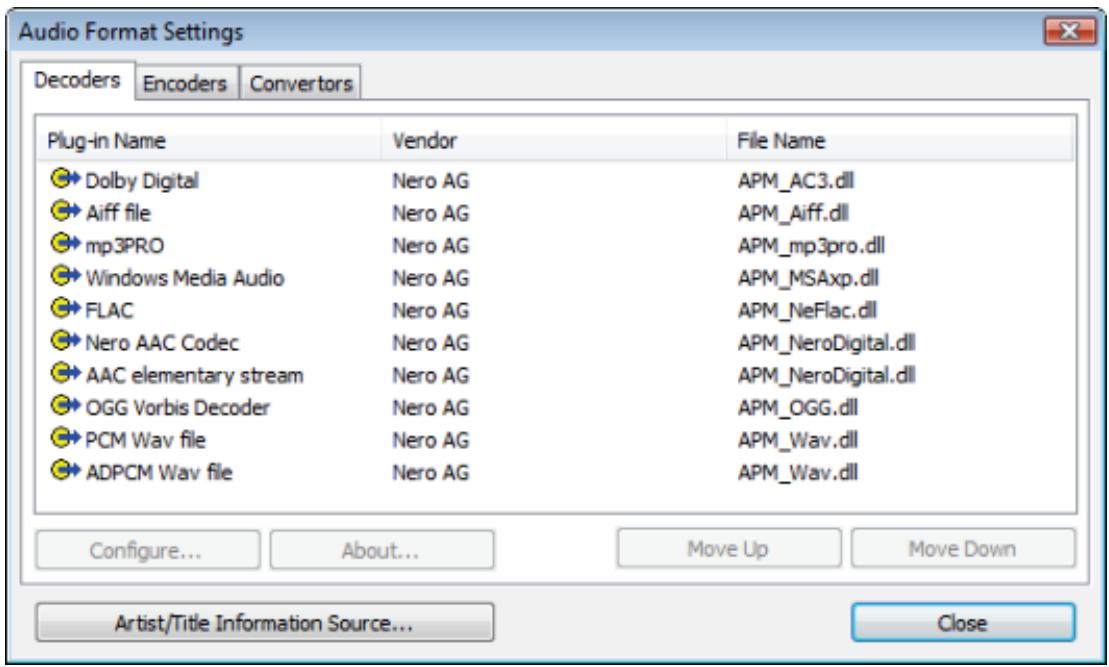 NERO SOUNDTRAX MULTIMEDIA SUITE 10 - Decoders Tab - 1