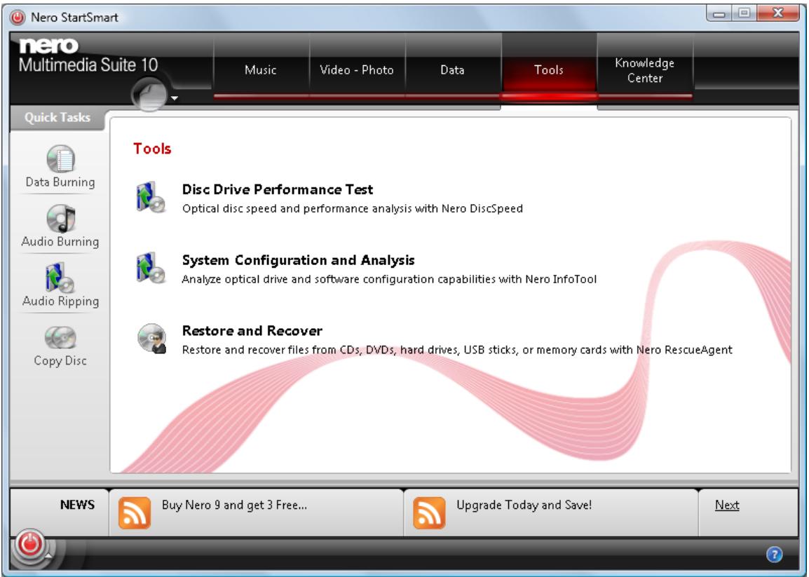 NERO STARTSMART MULTIMEDIA SUITE 10 - Tools Tab - 1