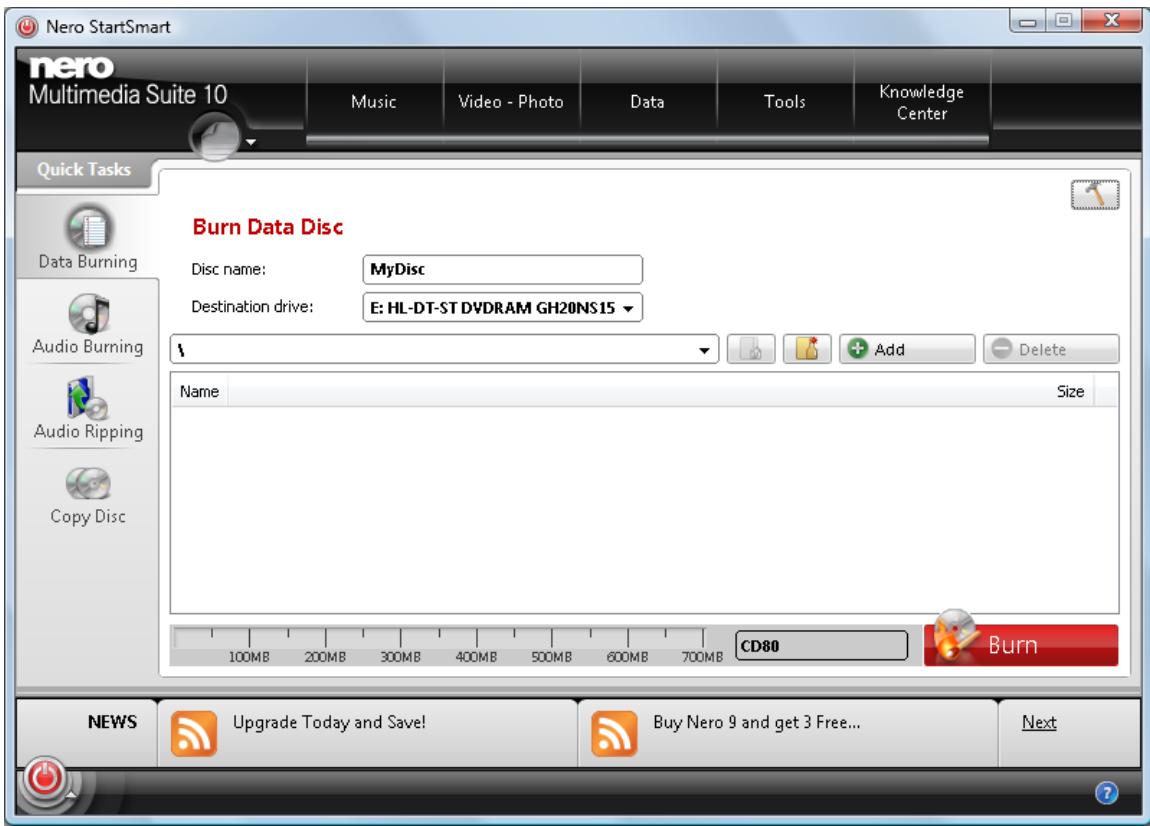 NERO STARTSMART MULTIMEDIA SUITE 10 - Burning a Data Disc - 1