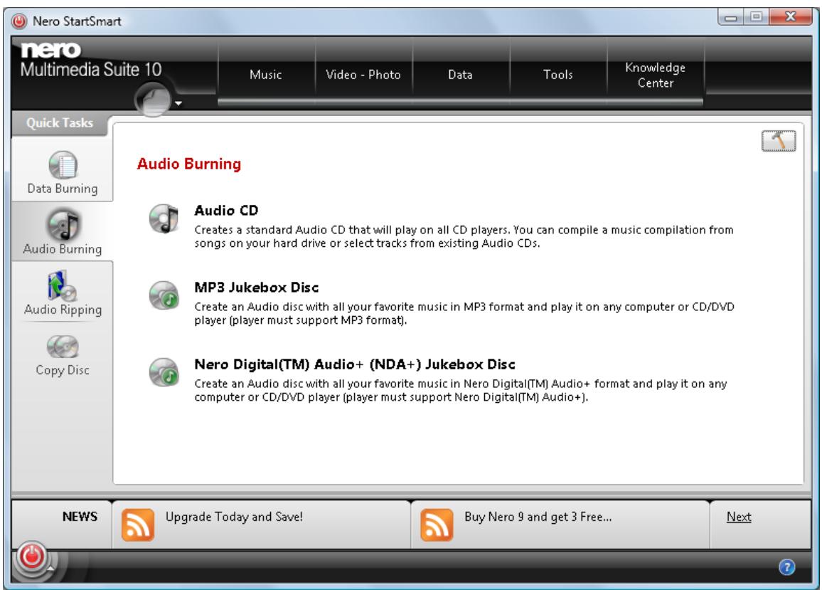 NERO STARTSMART MULTIMEDIA SUITE 10 - Burning an Audio CD - 2