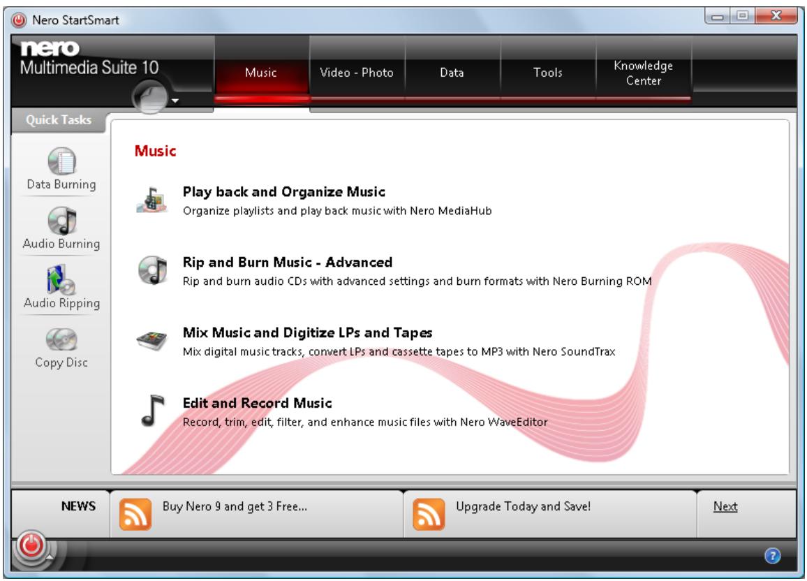 NERO STARTSMART MULTIMEDIA SUITE 10 - Music Tab - 1