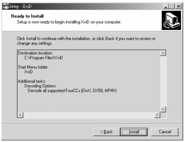 GENIUS DV1210 - Installing the XviD codec program - 6