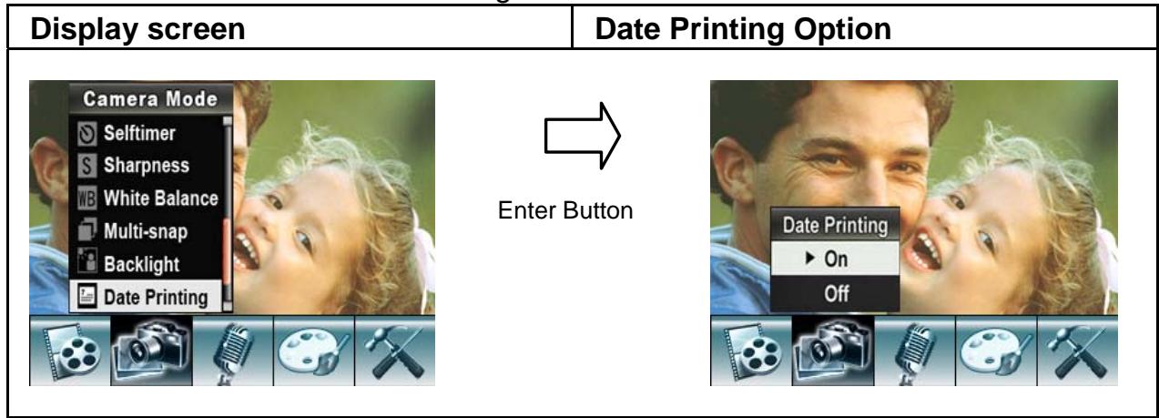 GENIUS DV5131 - To enable Date Printing: - 1