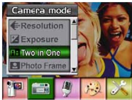 Camera mode Resolution Exposure Two in One Photo Frame