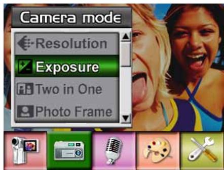 Camera mode Resolution Exposure Two in One Photo Frame