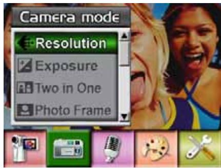 Camera mode Resolution Exposure Two in One Photo Frame