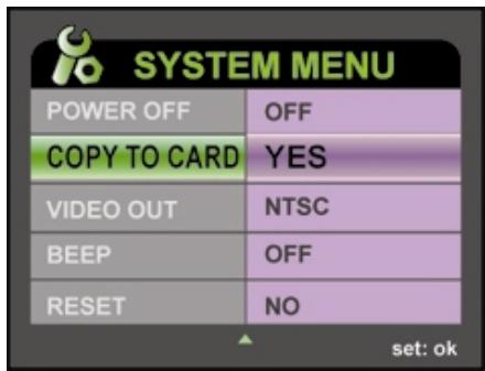 GENIUS DV813 - Copying the Contents of Internal Memory to a Memory Card - 1