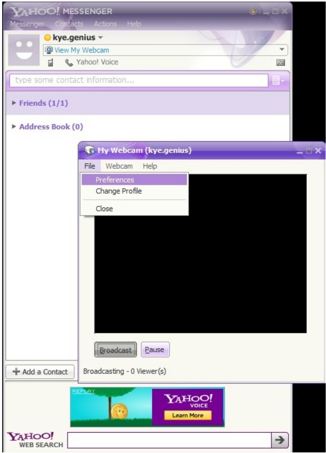 GENIUS FACECAM310 - Click File Preferences. - 1