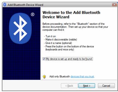 GENIUS MT900BT - Pairing Process in 7, Vista and Windows XP SP2 - 3
