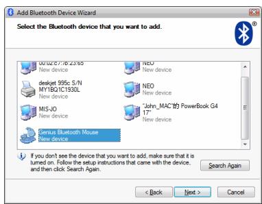 GENIUS MT900BT - Pairing Process in 7, Vista and Windows XP SP2 - 5