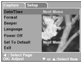 GENIUS P713 - Setup Menu (in Capture/Video/Playback Menu) - 1