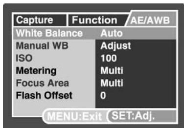GENIUS P8565 - Photography Menu (AE/AWB tab) - 1