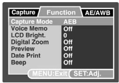 GENIUS P8565 - Photography Menu (Function tab) - 1