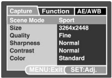 GENIUS P8565 - Photography Menu (Capture tab) - 1