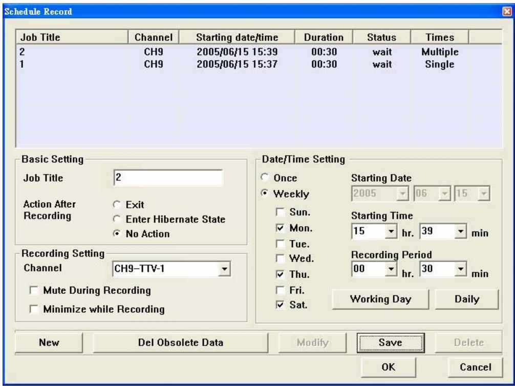 GENIUS TVGO DVB-T02Q MCE - Configuration of schedule recording - 2