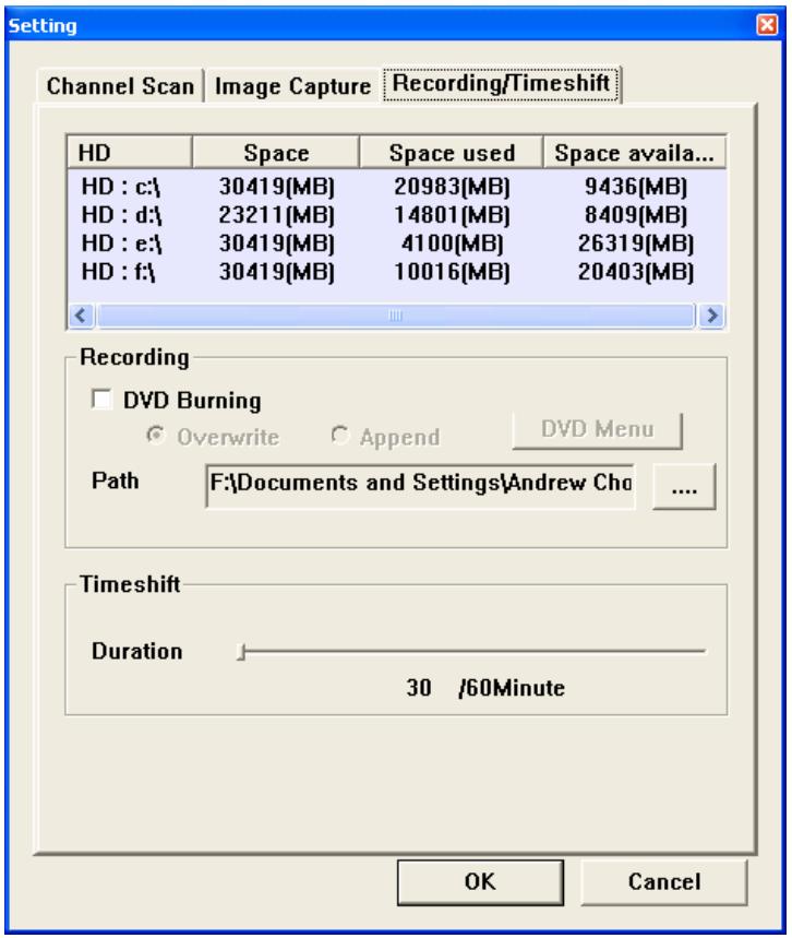 GENIUS TVGO DVB-T02Q MCE - Configuration for Record / Time shift - 1