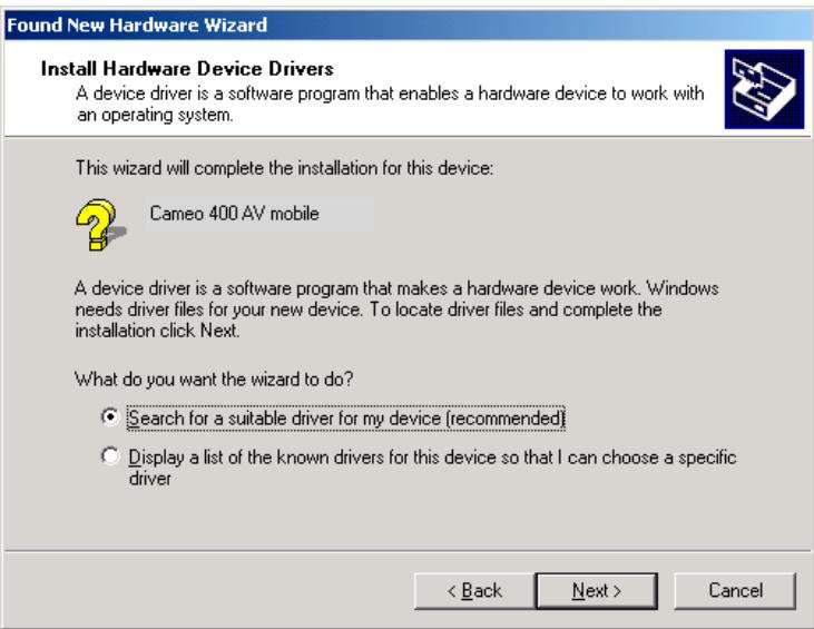 TERRATEC GRABSTER400AVMOBILE - Driver installation under Windows 2000 - 2